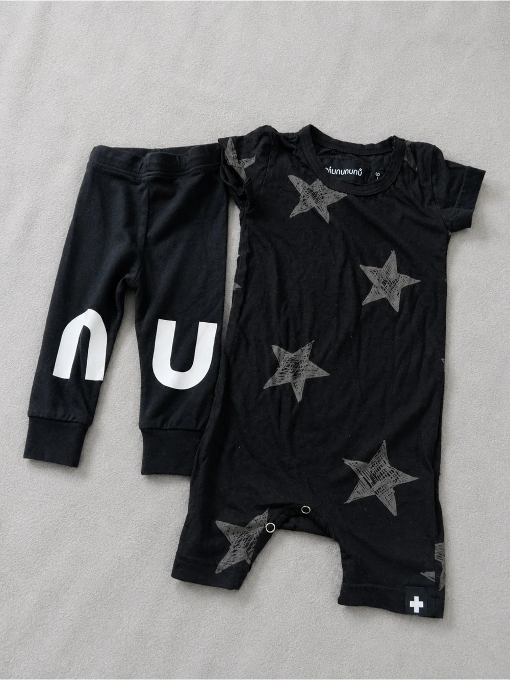 NUNUNU Black Star Print One-Piece with Black Leggings
